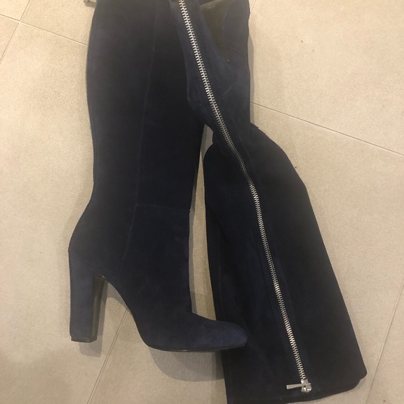 Vince Camuto knee blue suede back zipper sz 37 - Picture 2 of 11